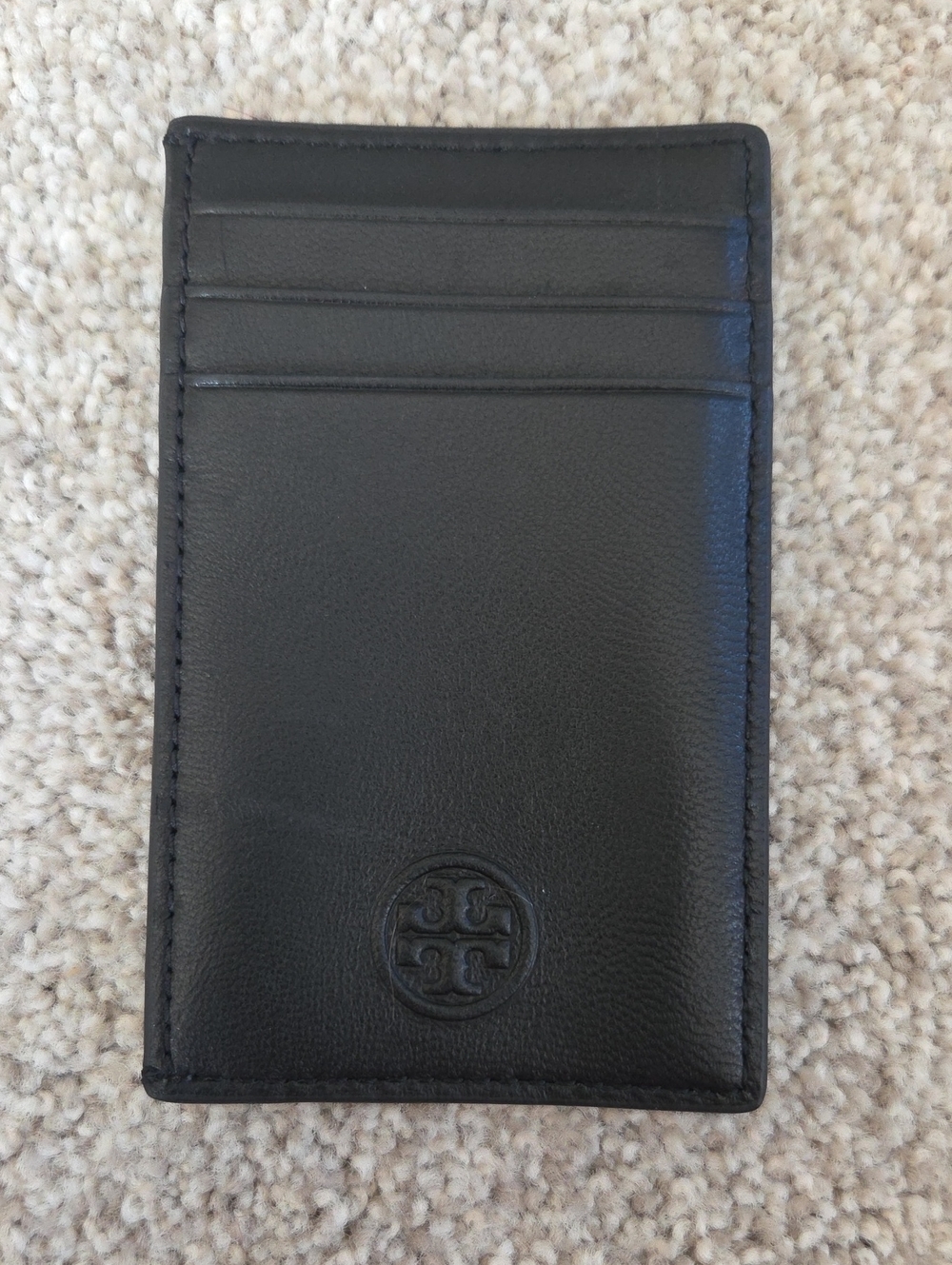 Tory Burch Black Flemming Soft Leather Slim Card Case